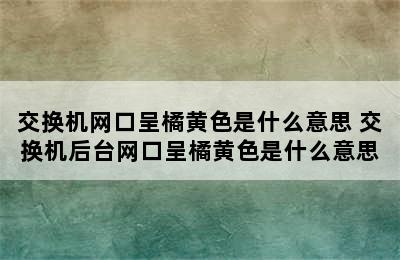 交换机网口呈橘黄色是什么意思 交换机后台网口呈橘黄色是什么意思